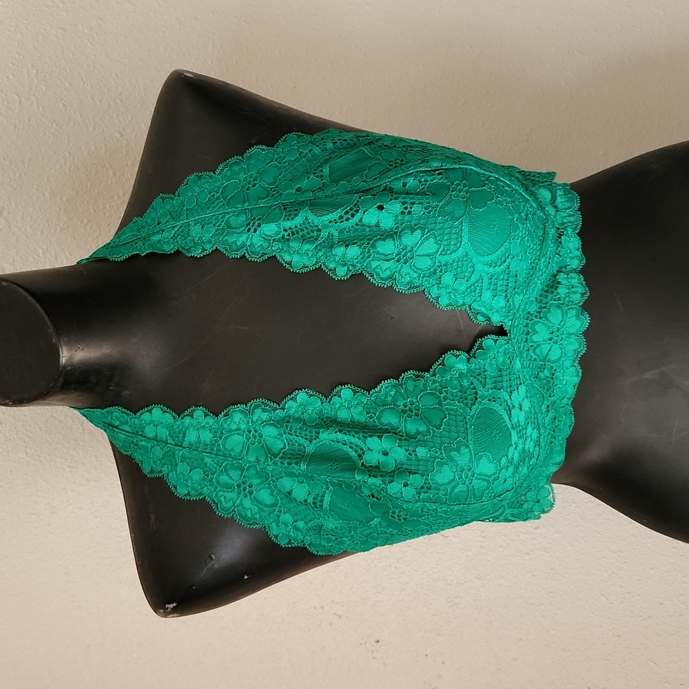 Free People Wishlist Green Lace Halter Bralette Size M